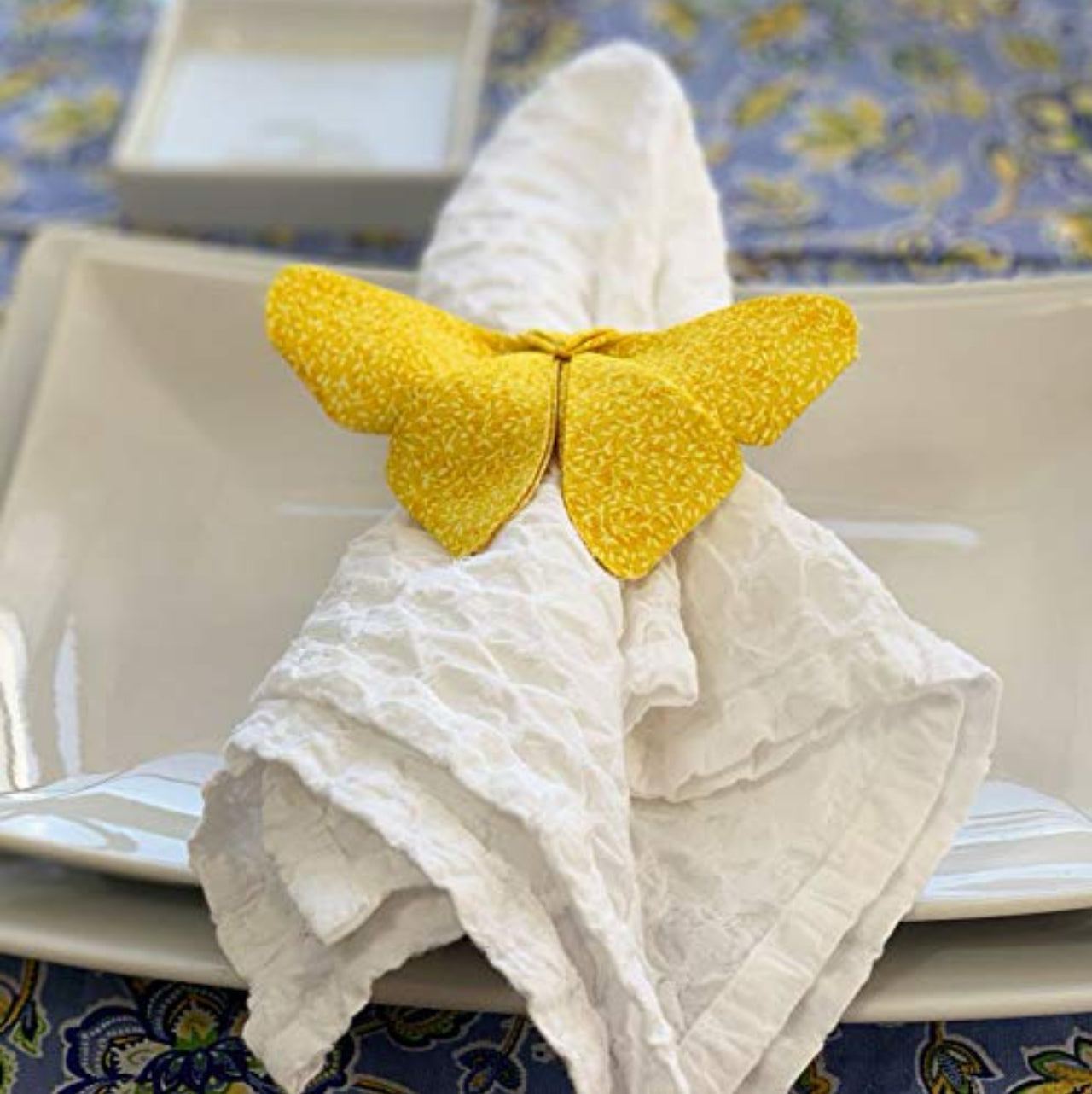 Delicate Yellow Origami Butterfly Napkin Rings - Set of 4