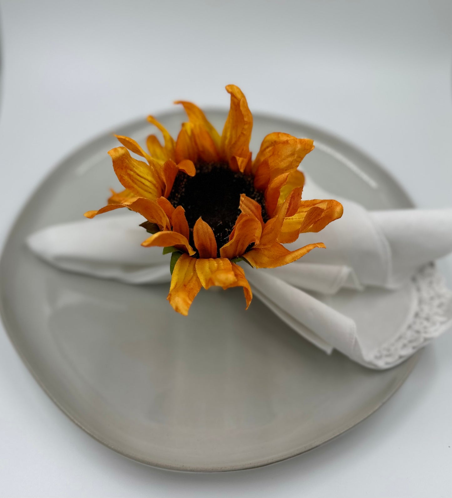 Vibrant Orange Sunflower Napkin Rings - Handmade Set of 4