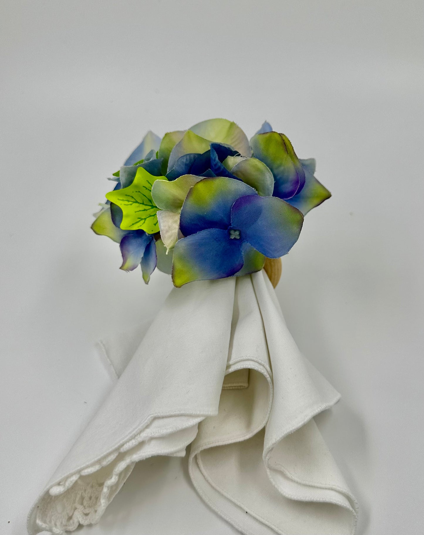 Springtime Blue Floral Napkin Rings - Set of 4