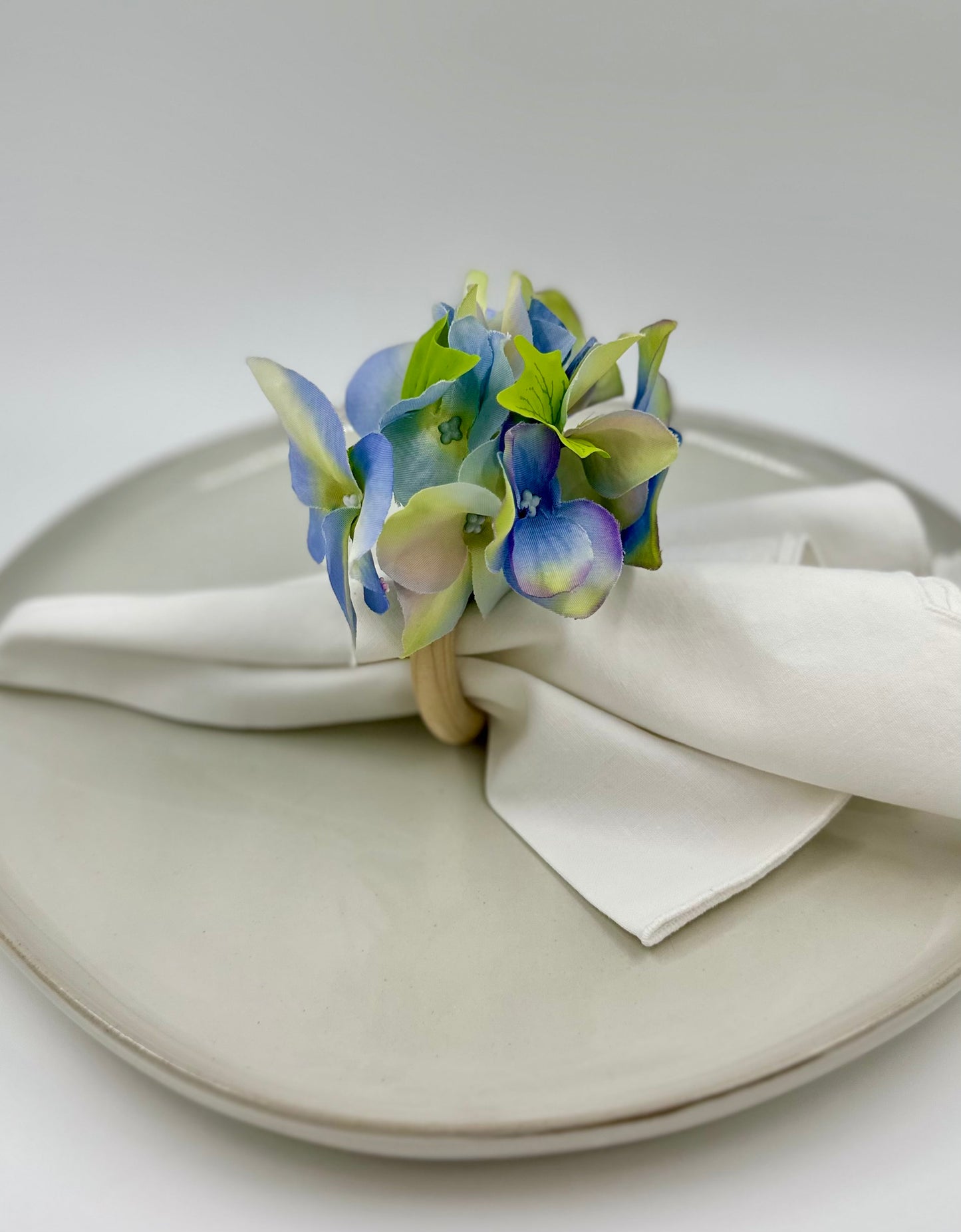 Springtime Blue Floral Napkin Rings - Set of 4