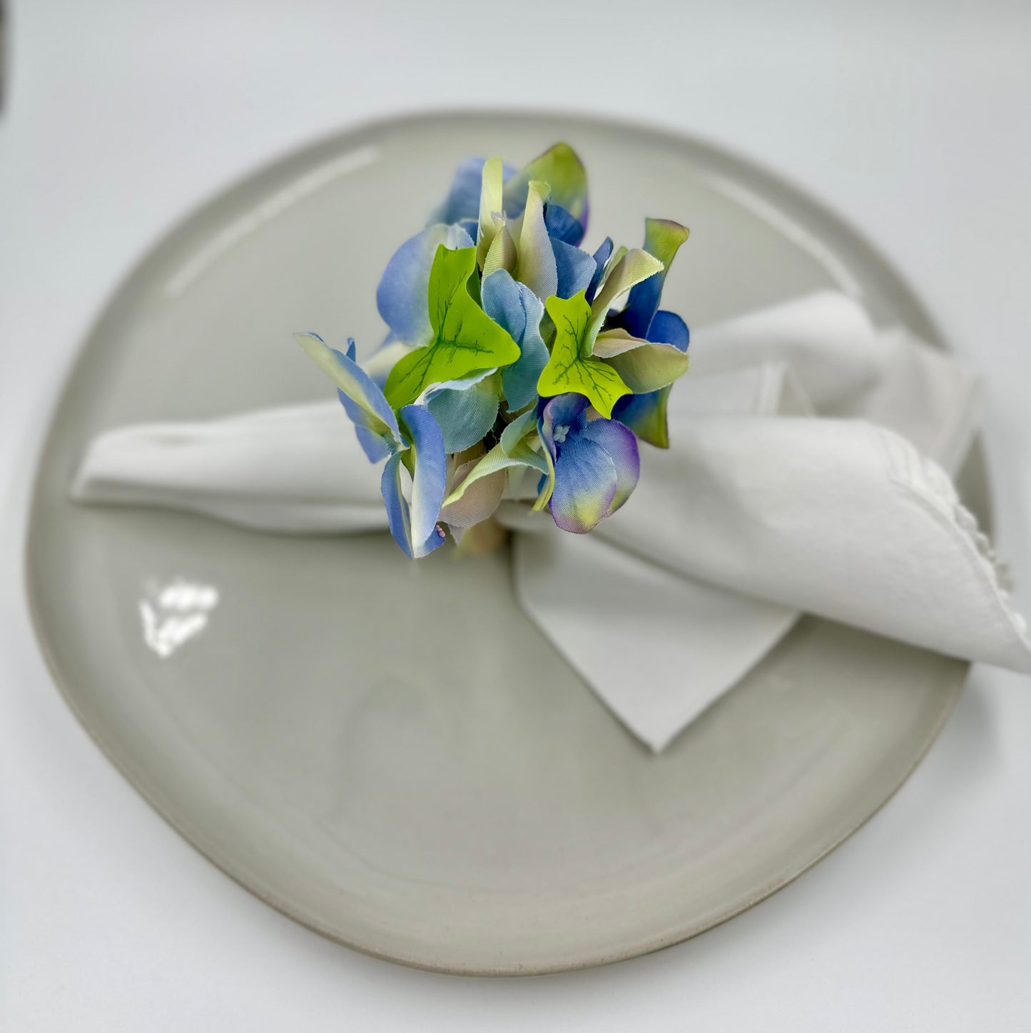 Springtime Blue Floral Napkin Rings - Set of 4