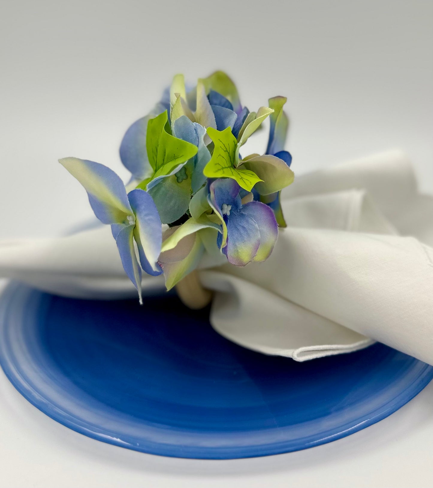 Springtime Blue Floral Napkin Rings - Set of 4