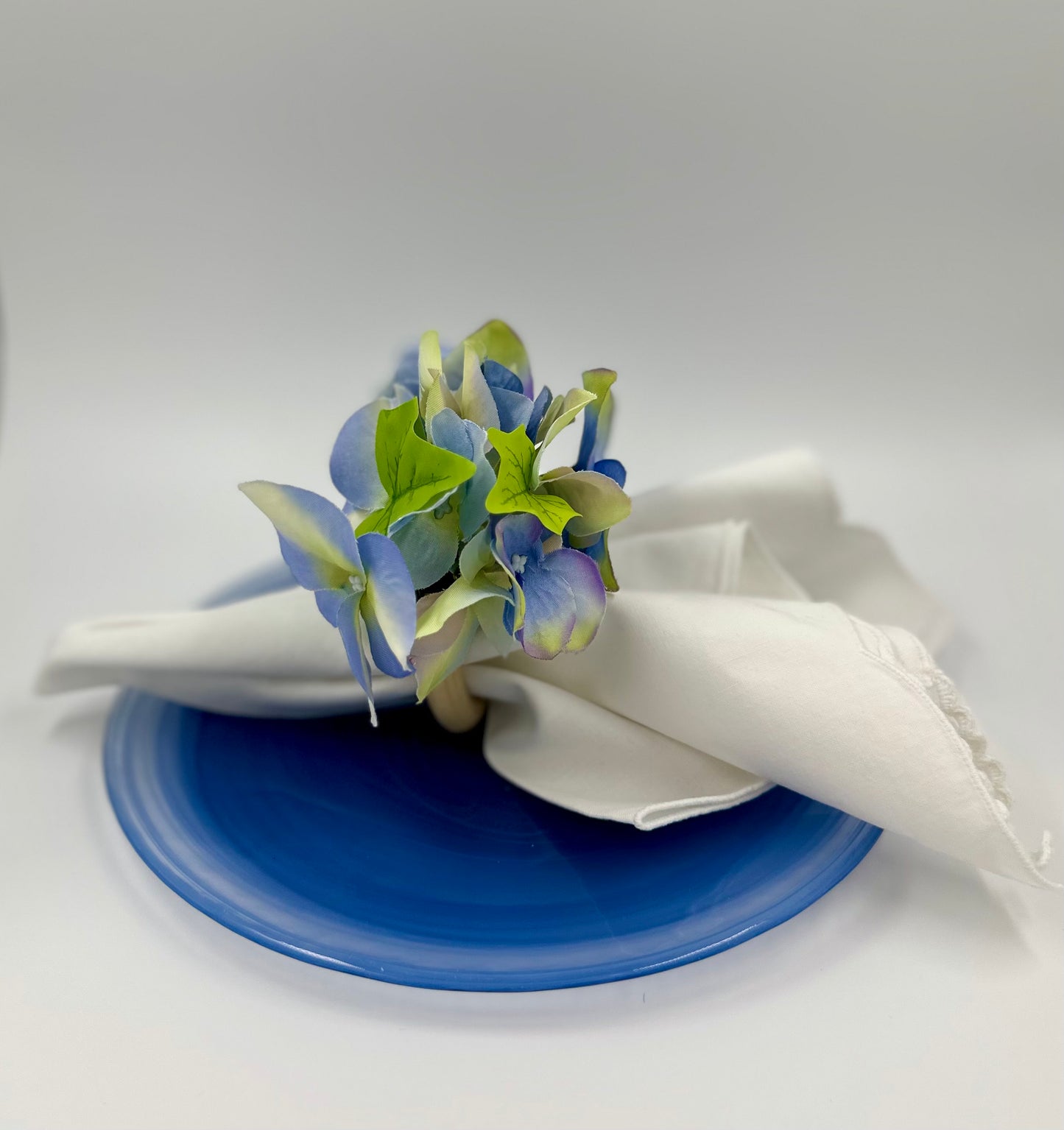 Springtime Blue Floral Napkin Rings - Set of 4