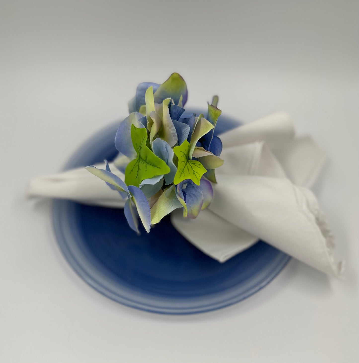 Springtime Blue Floral Napkin Rings - Set of 4