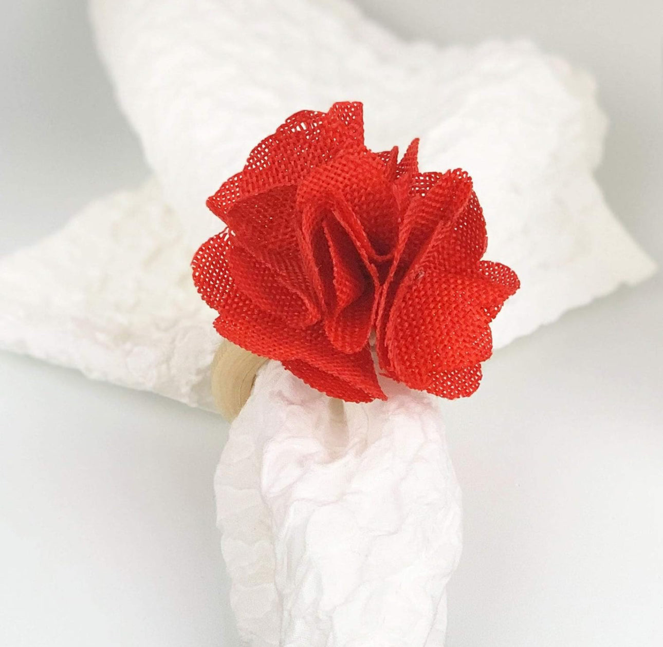 Rustic Red Carnation Napkin Rings - Set of 4