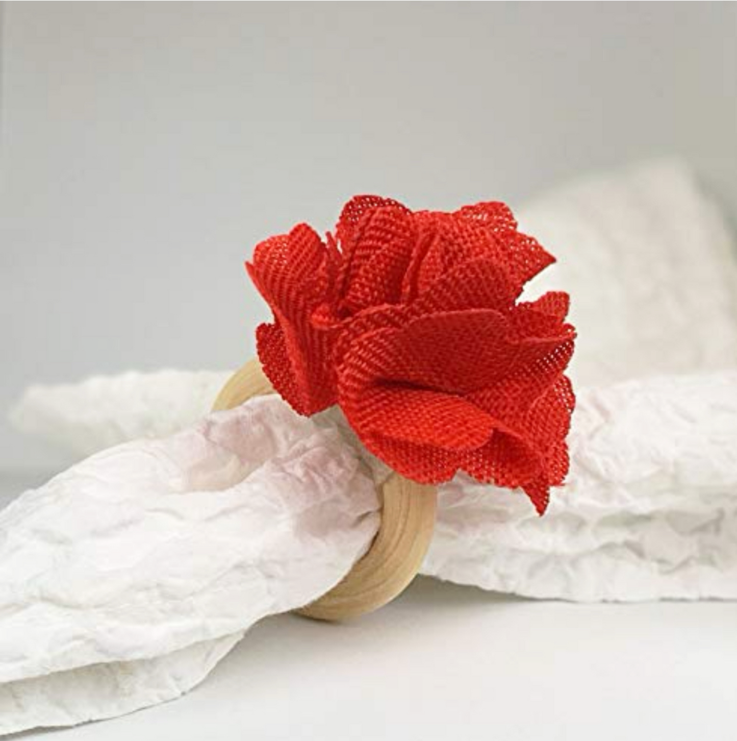 Rustic Red Carnation Napkin Rings - Set of 4