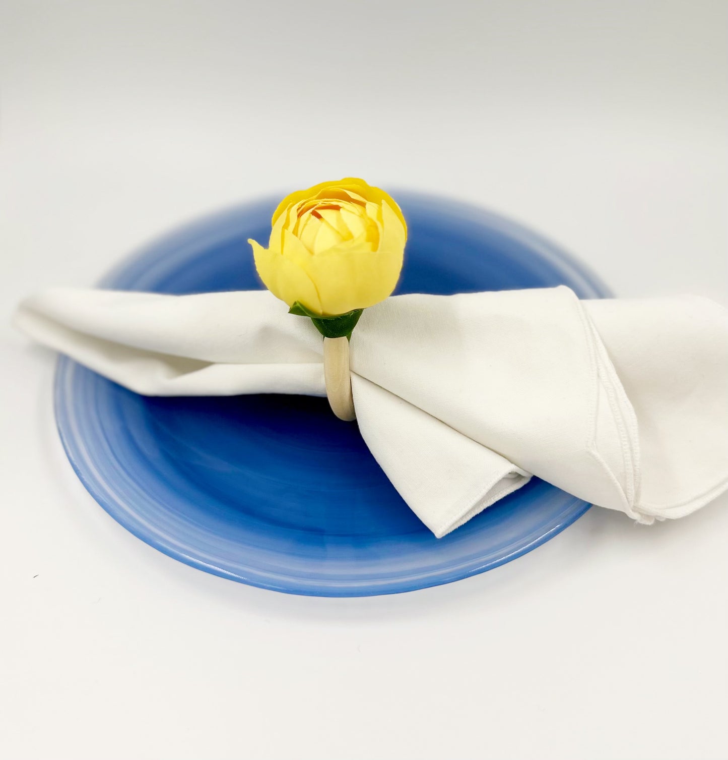 Spring Bloom Yellow Bud Napkin Rings - Set of 4