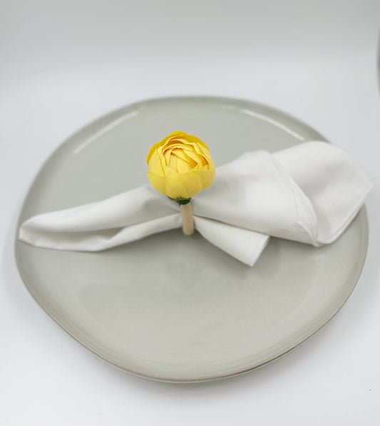 Spring Bloom Yellow Bud Napkin Rings - Set of 4