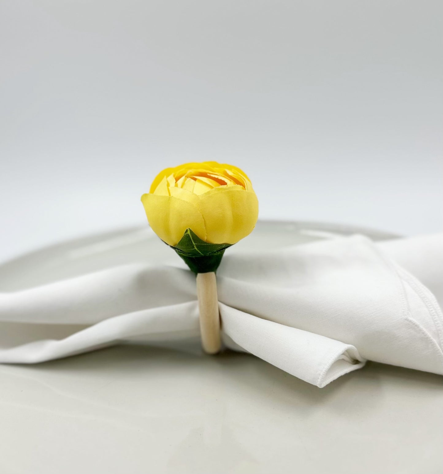 Spring Bloom Yellow Bud Napkin Rings - Set of 4