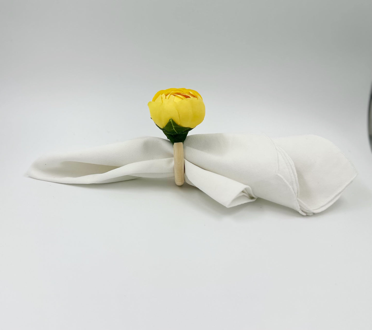 Spring Bloom Yellow Bud Napkin Rings - Set of 4