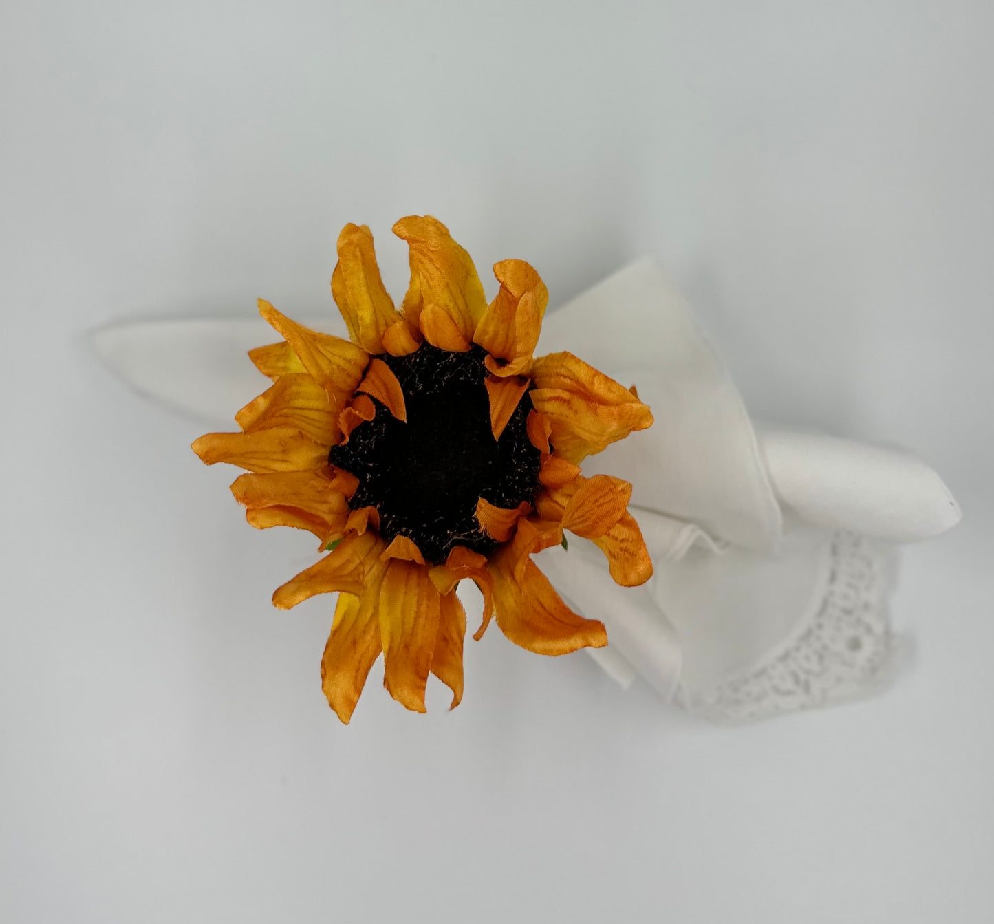 Vibrant Orange Sunflower Napkin Rings - Handmade Set of 4