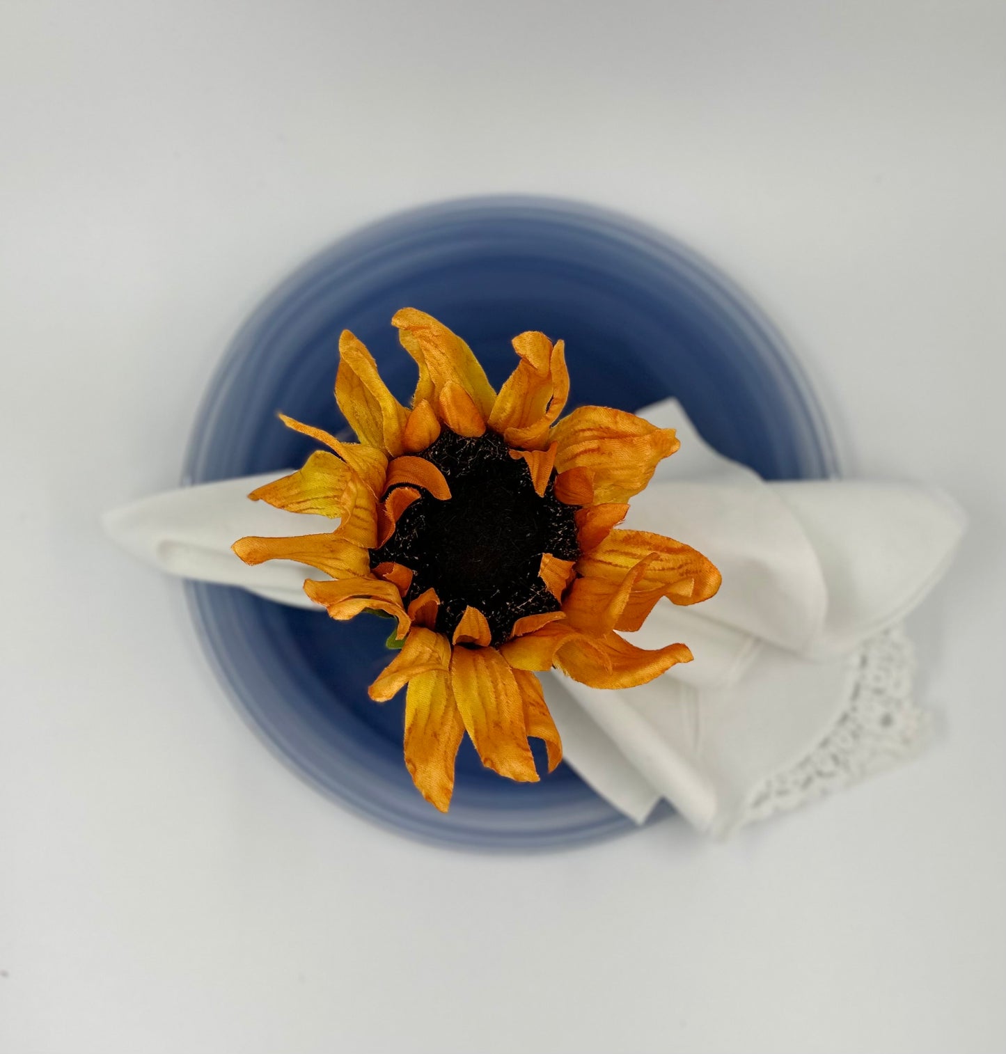 Vibrant Orange Sunflower Napkin Rings - Handmade Set of 4