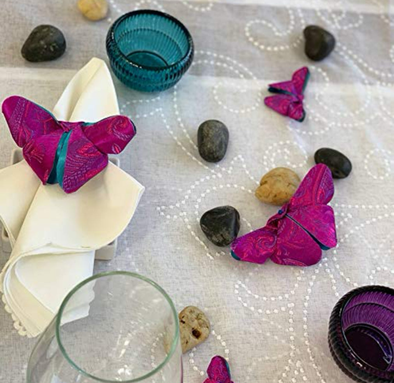 Oriental Elegance: Handmade Origami Butterfly Napkin Rings - Set of 4