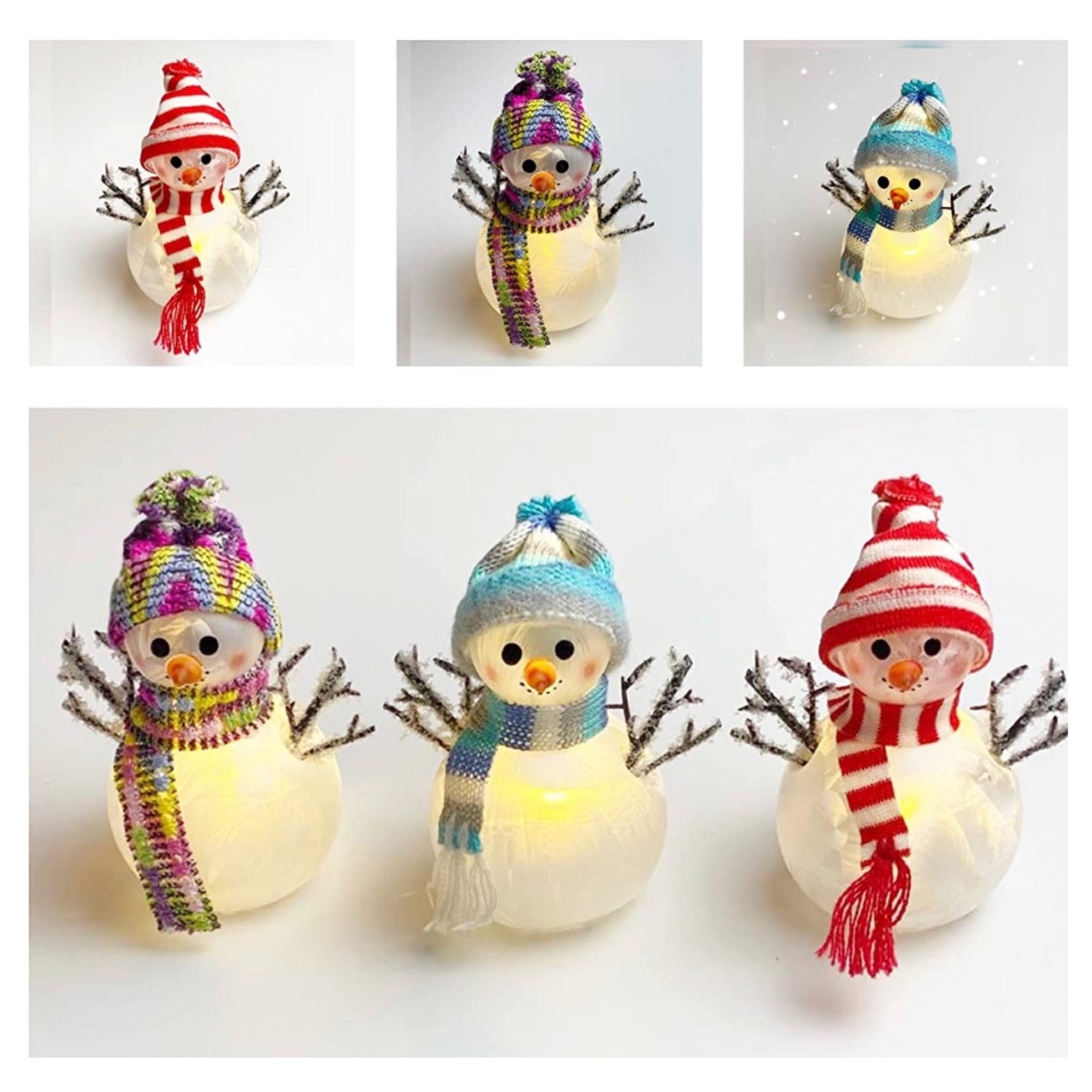 Enchanting Trio Of Crystal Petit Snowmen - Set of 3