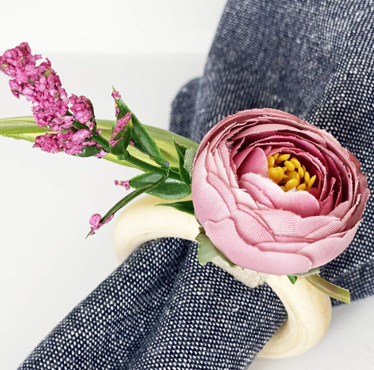 Rose Gradient Floral Napkin Rings - Set of 4