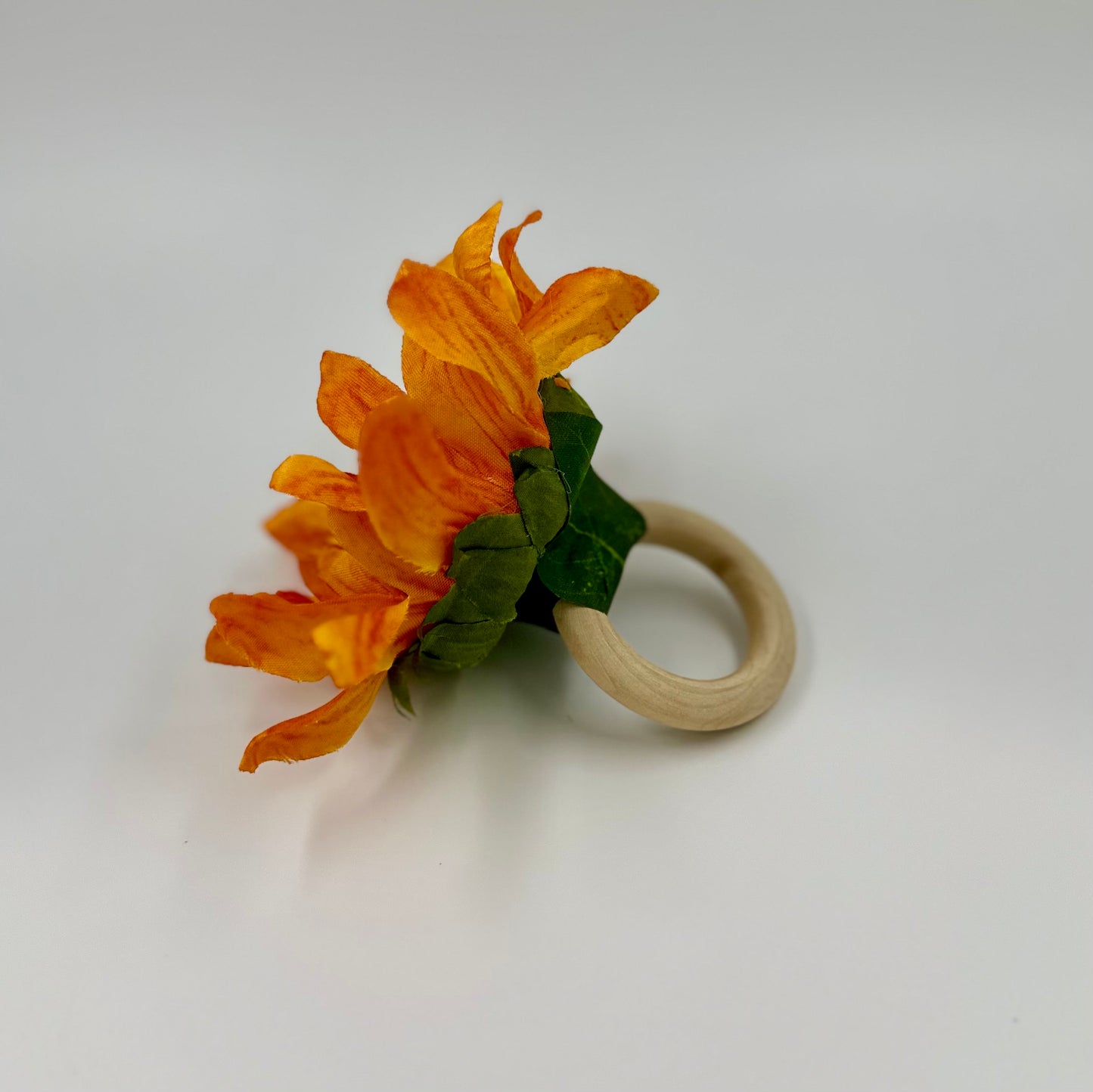 Vibrant Orange Sunflower Napkin Rings - Handmade Set of 4