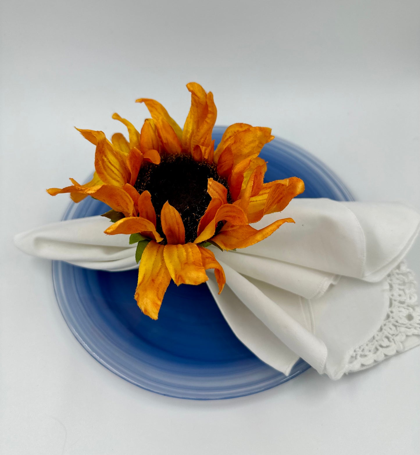 Vibrant Orange Sunflower Napkin Rings - Handmade Set of 4