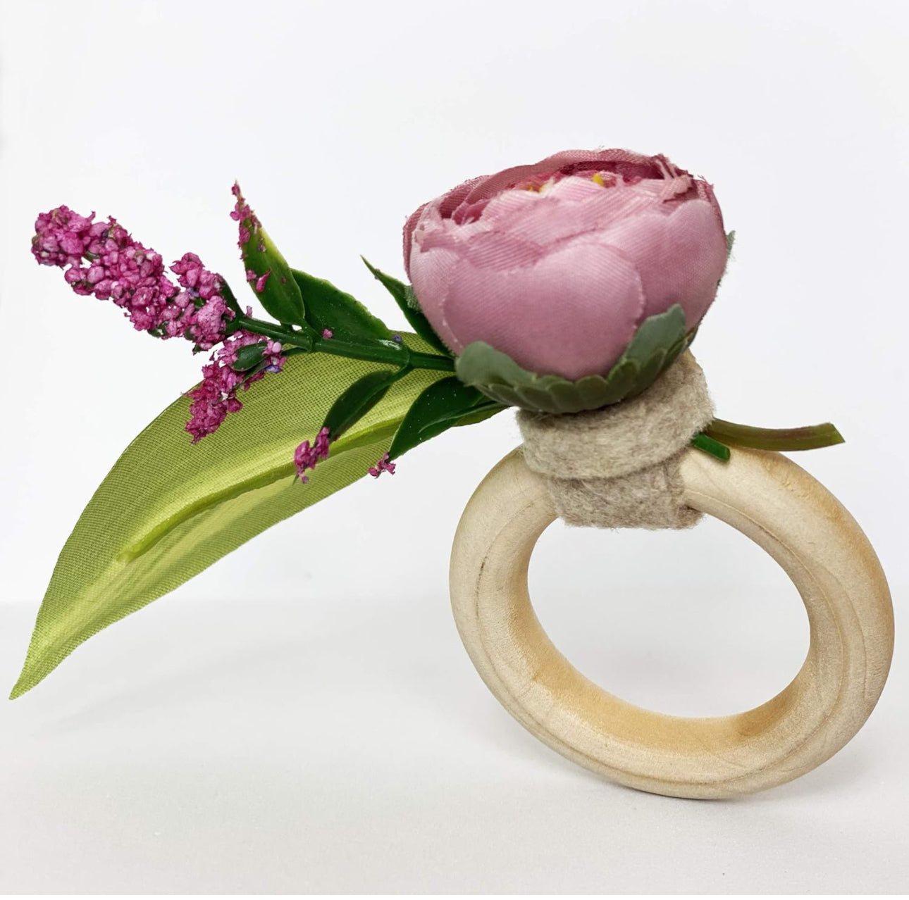 Rose Gradient Floral Napkin Rings - Set of 4