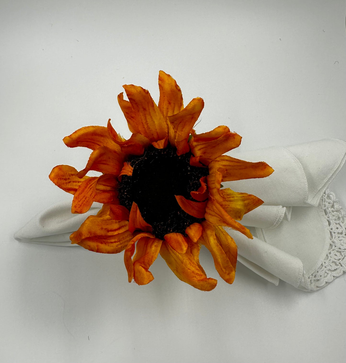 Vibrant Orange Sunflower Napkin Rings - Handmade Set of 4