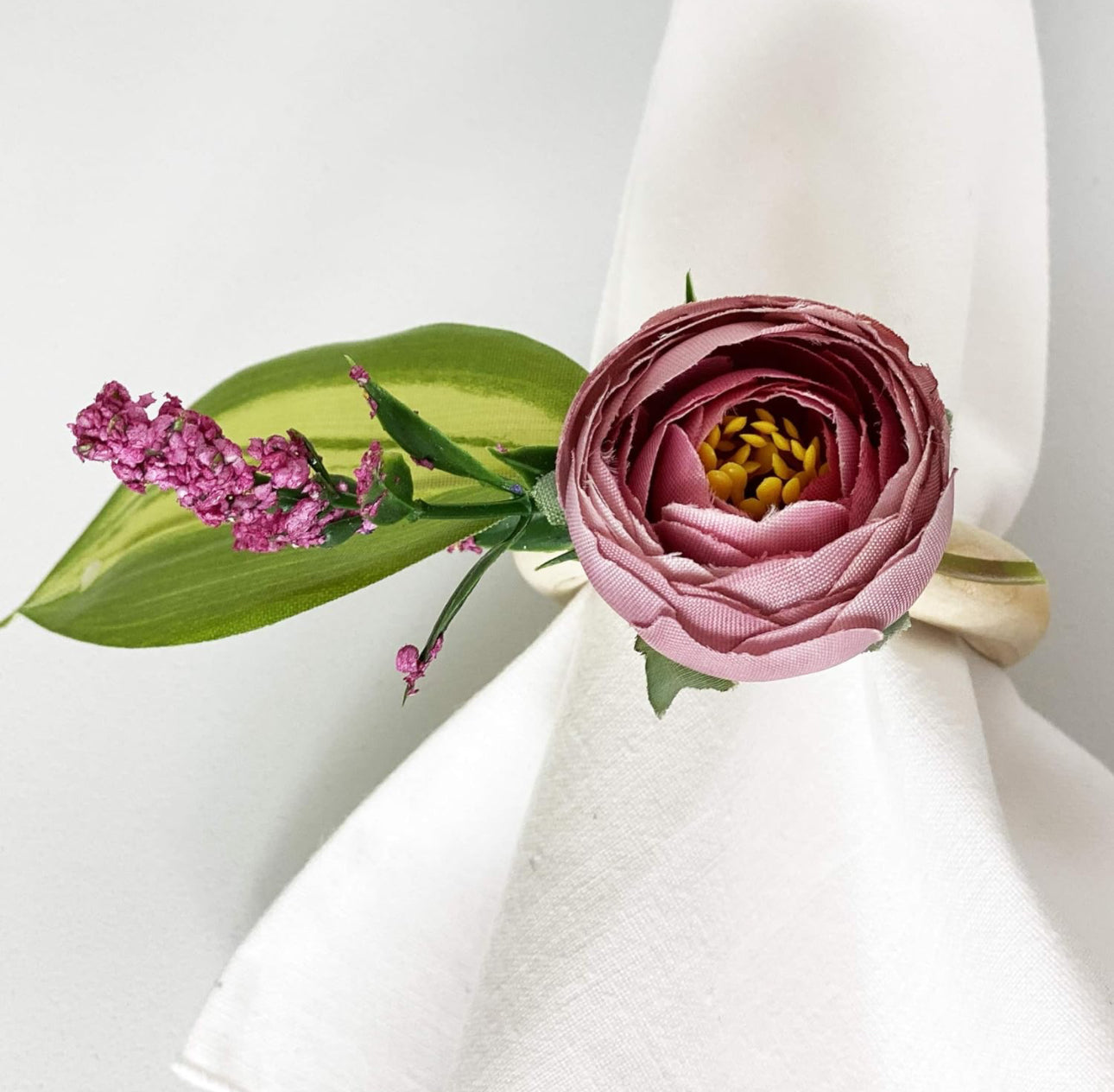 Rose Gradient Floral Napkin Rings - Set of 4