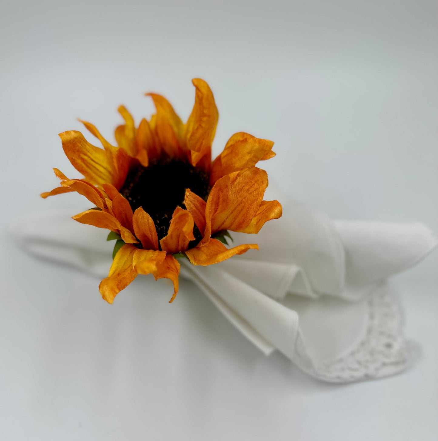 Vibrant Orange Sunflower Napkin Rings - Handmade Set of 4