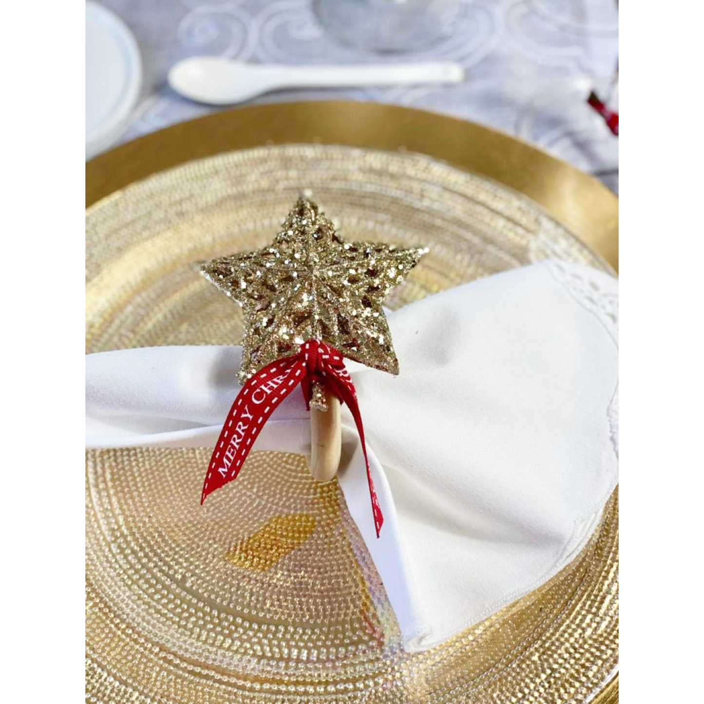 Golden Star Napkin Rings - Set of 4