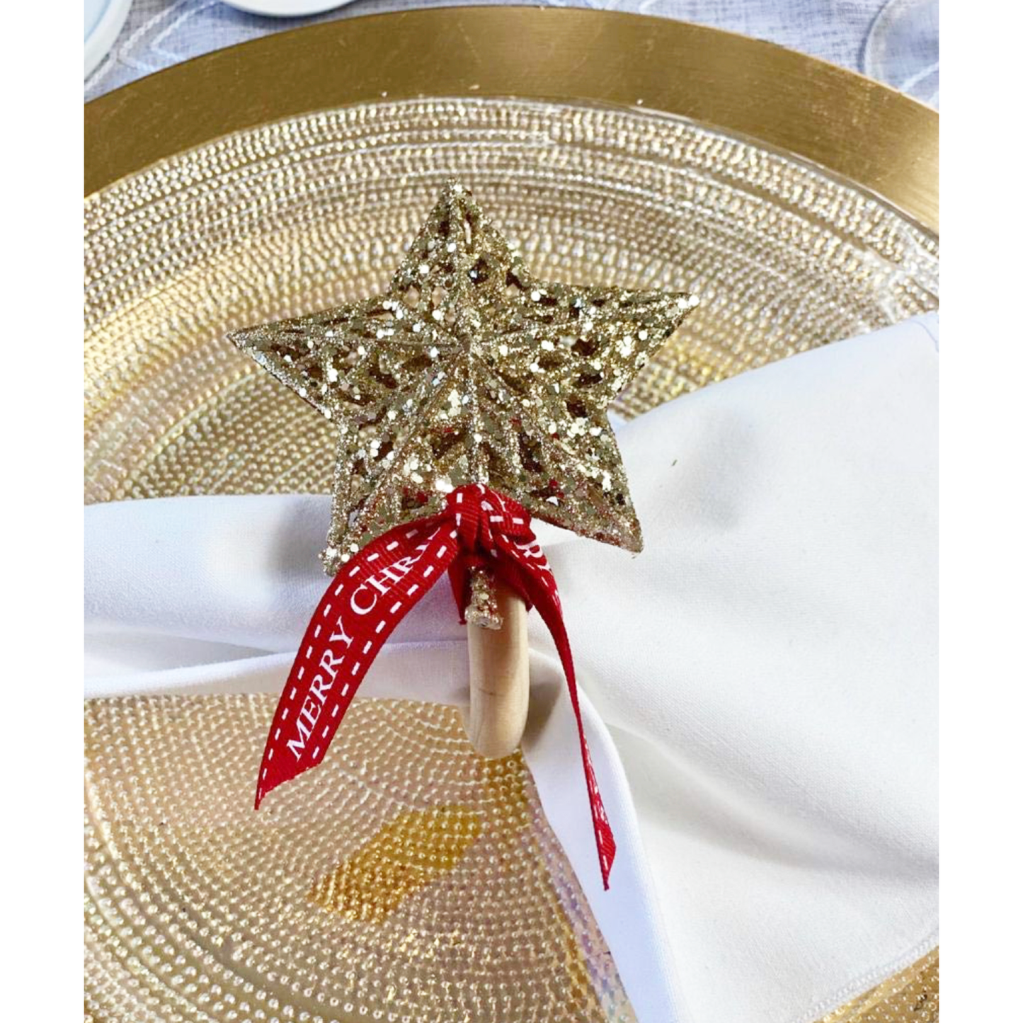 Golden Star Napkin Rings - Set of 4